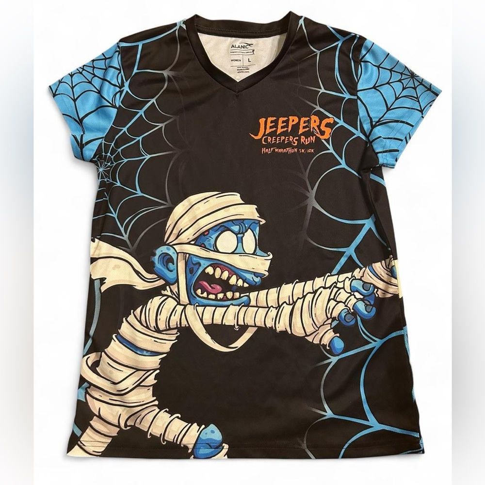 Kids Large Marathon Race Shirt - Black and Blue